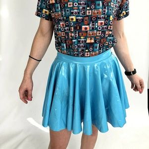 Black Milk Sky Blue PVC Cheerleader Skirt